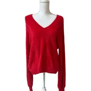 Halogen Vivid Red V-Neck Sweater